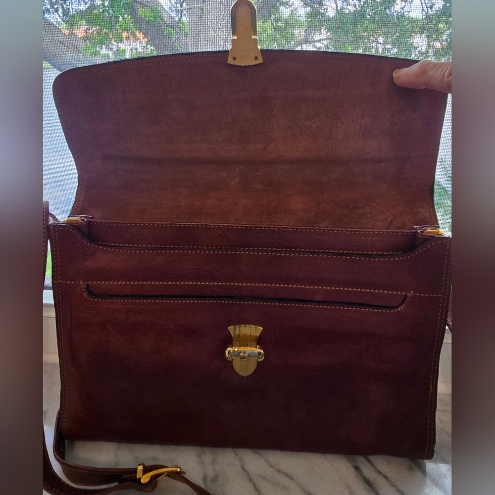 Elmani Leather Vintage Messenger- Briefcase-Organizer Crossbody Bag. Rare. - Picture 2 of 10